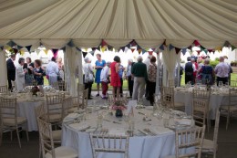 Dulwich Almshouse | Inaugural Summer Social 2018 - Table settings in the Marquee looking out onto th