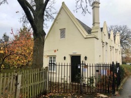 The Old Grammar School building, on the corner of Gallery Road and Burbage Road in Dulwich Village.